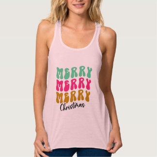 Camiseta Con Tirantes Feliz Feliz Feliz Navidad