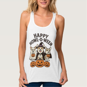 Camiseta Con Tirantes Feliz Howl-O-Ween Corgi Halloween Perro Vector Des