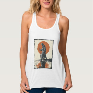 Camiseta Con Tirantes Figura caminando vintage reflejo de la puesta del