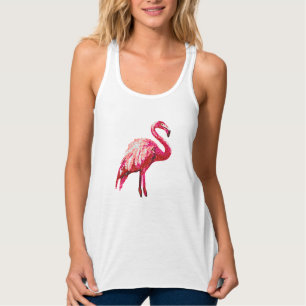 Camiseta Con Tirantes Flamenco Tropical Estampado Con Lentejuelas Pájaro