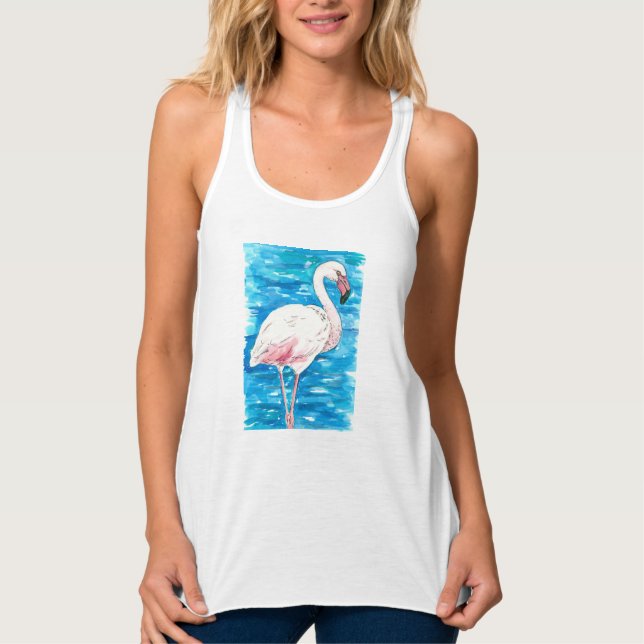 Camiseta Con Tirantes Flamingo rosa (Anverso)