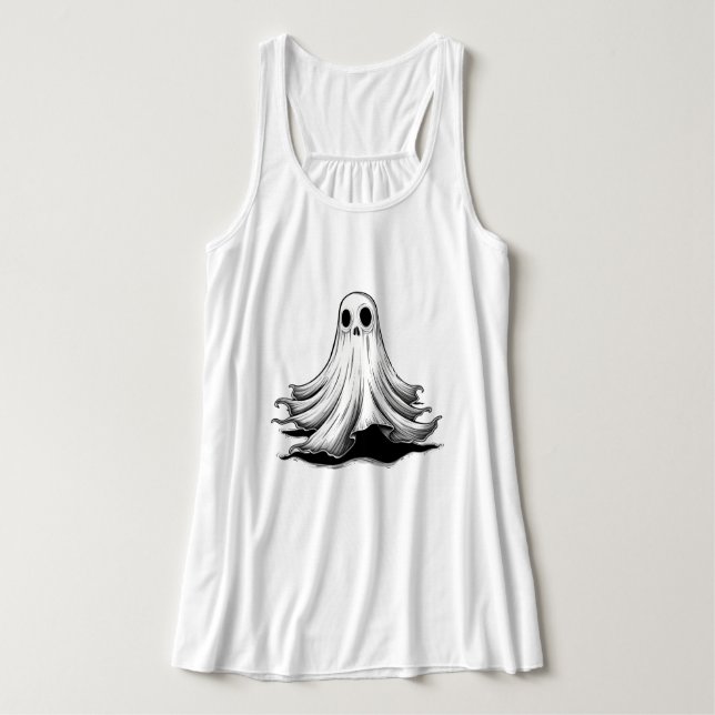 Camiseta Con Tirantes Floating Ghost Halloween T-Shirt – Spooky Cute  (Diseño del anverso)