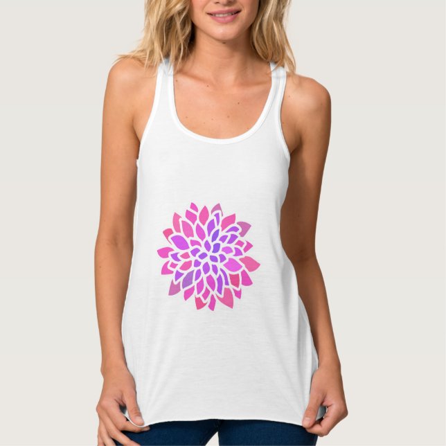 Camiseta Con Tirantes Flor Hippie Rosa Retro Moderno (Anverso)