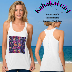 Camiseta Con Tirantes Flor Y Piedras Exóticas "Kahakai Beach Chica"