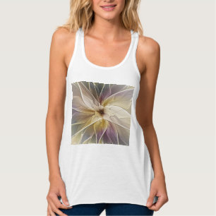 Camiseta Con Tirantes Floral Fantasía Oro berenjena Resumen Arte Fractal