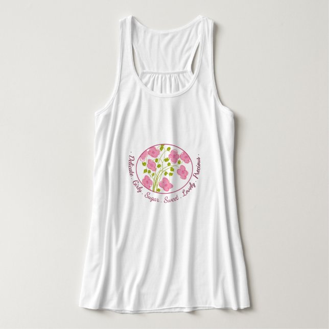 Camiseta Con Tirantes Floral rosa sin mangas (Diseño del anverso)