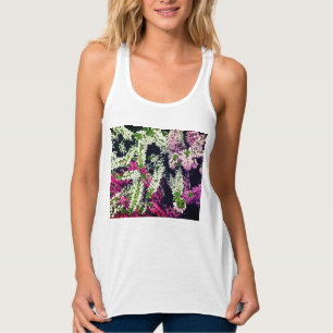 Camiseta Con Tirantes Flores blancas, rosas y violetas