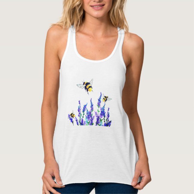 Camiseta Con Tirantes Flores de primavera y tanque de abejas arriba (Anverso)