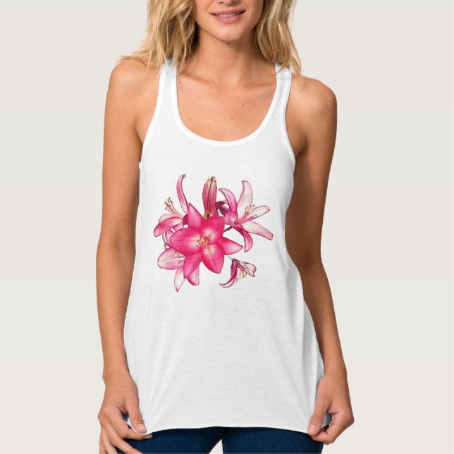 Camiseta Con Tirantes Flores rosadas (Anverso)