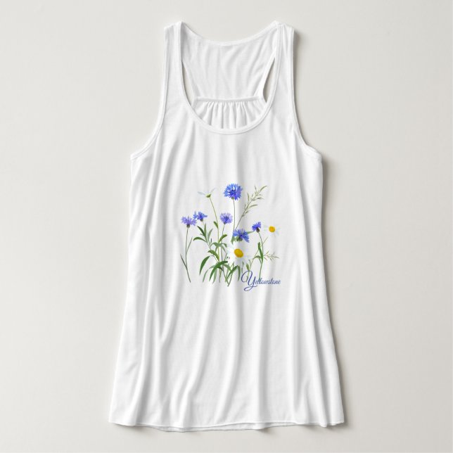 Camiseta Con Tirantes Flores silvestres de guijarros de piedra amarillen (Diseño del anverso)