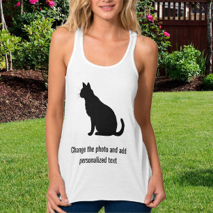 Camiseta Con Tirantes Foto personalizada de gato negro y blanco para mam
