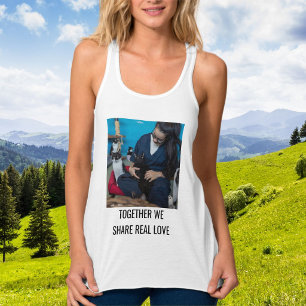 Camiseta Con Tirantes Foto personalizada de moda de gato blanco para mam