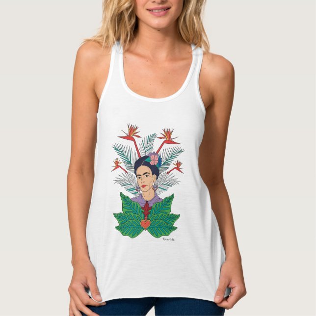 Camiseta Con Tirantes Frida Kahlo | Aves de Paraíso Floral Gráfico (Anverso)