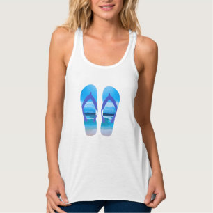 Camiseta Con Tirantes Fun Flip Flops Summer Beach Art para vacaciones