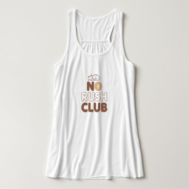 Camiseta Con Tirantes Funny "No Rush Club" with Sleeping Animal (Diseño del anverso)