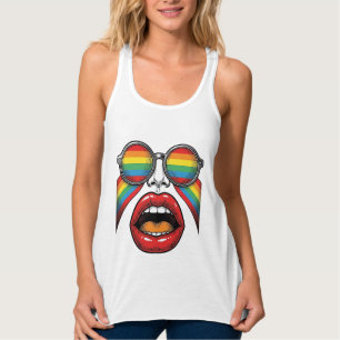 Camiseta Con Tirantes Gafas de sol arcoíris retro diseño vectorial de la