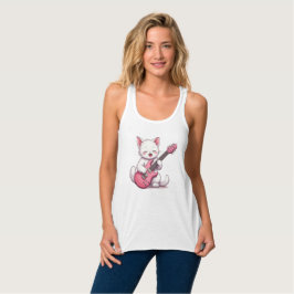 Camiseta Con Tirantes Gatito tocando la guitarra