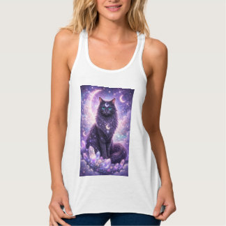 Camiseta Con Tirantes Gato Celestial Místico Luna Galaxia Fantasía Mágic