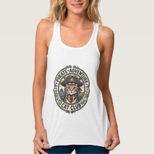 Camiseta Con Tirantes Gato de Aventura Pirata Arte Vectorial POD - Avent
