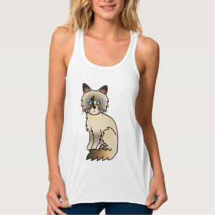 Camiseta Con Tirantes Gato de dibujos animados Birman / Ragdoll con capa