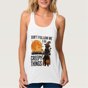 Camiseta Con Tirantes Gato de Halloween Cosas espeluznantes Bruja divert