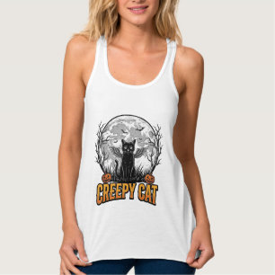 Camiseta Con Tirantes Gato espeluznante diseño de grabado vintage de Hal