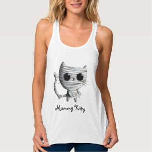 Camiseta Con Tirantes Gato lindo de la momia de Halloween