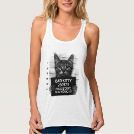 Camiseta Con Tirantes Gato malo policía gatito mala foto divertida de ar