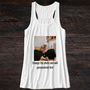Camiseta Con Tirantes Gato Mamá Personalizado Familia Mascota Foto Blanc