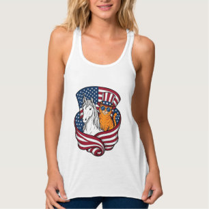 Camiseta Con Tirantes Gato patriótico y diseño vectorial vintage de unic