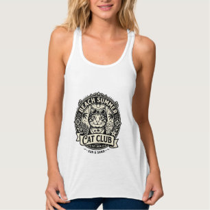 Camiseta Con Tirantes Gatos de Verano en la Playa Gráfico Divertido - Ve