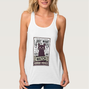 Camiseta Con Tirantes Gatos Mascotas Ven Películas De Terror Diseño Vint