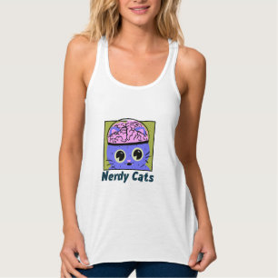Camiseta Con Tirantes Gatos Nerdy, diseño cerebral