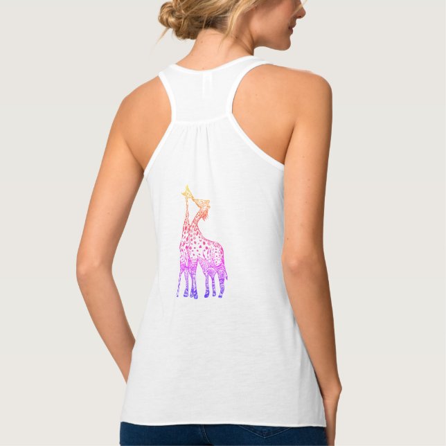 Camiseta Con Tirantes Girafas africanas besan a las mujeres en el tanque (Reverso)