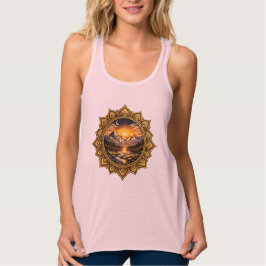 Camiseta Con Tirantes Golden Boho Mandala Mountain Sunset | Boho Sun Art