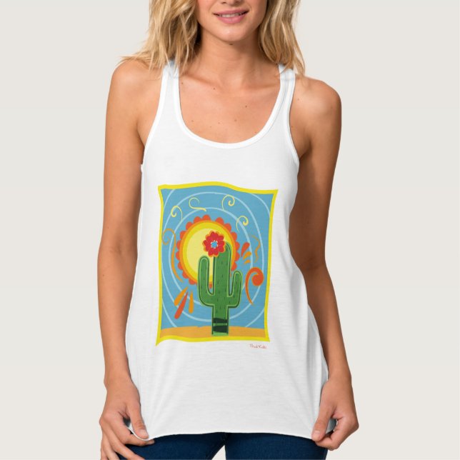 Camiseta Con Tirantes Gráfico de Frida Kahlo Cactus (Anverso)