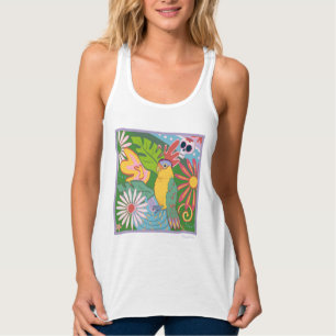 Camiseta Con Tirantes Gráfico de Frida Kahlo Parrot