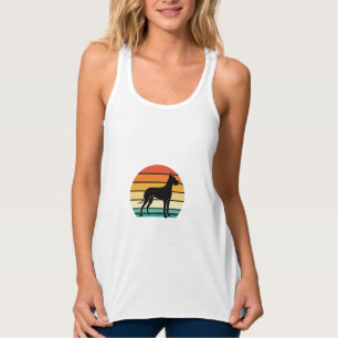 Camiseta Con Tirantes Gran Danés Silueta de Perro Atardecer Retro