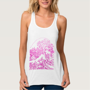 Camiseta Con Tirantes Gran ola Hokusai, rosa caliente