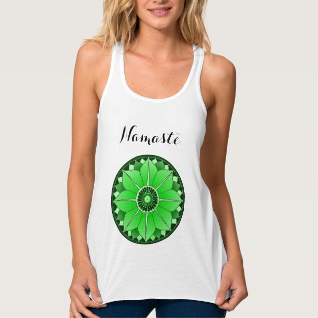 Camiseta Con Tirantes Green Mandala Lotus Yoga Namaste Typography Person (Anverso)