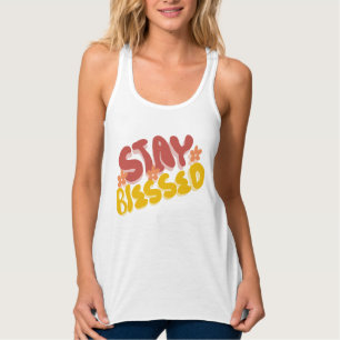 Camiseta Con Tirantes Groovy Bendita Mano Lettering Flor