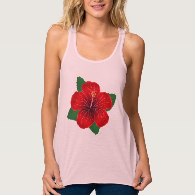 Camiseta Con Tirantes Grupo femenino Top-Red Hibiscus (Anverso)
