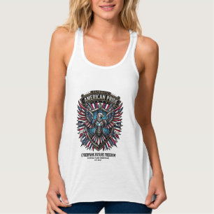 Camiseta Con Tirantes Guardián de bandera digital patriótica futurista c