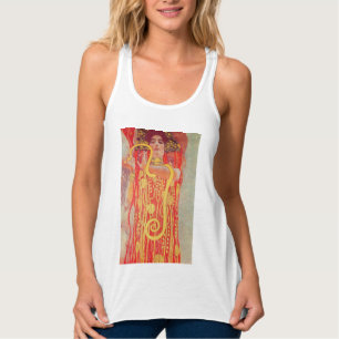 Camiseta Con Tirantes Gustav Klimt Red Woman Gold Snake Pintura