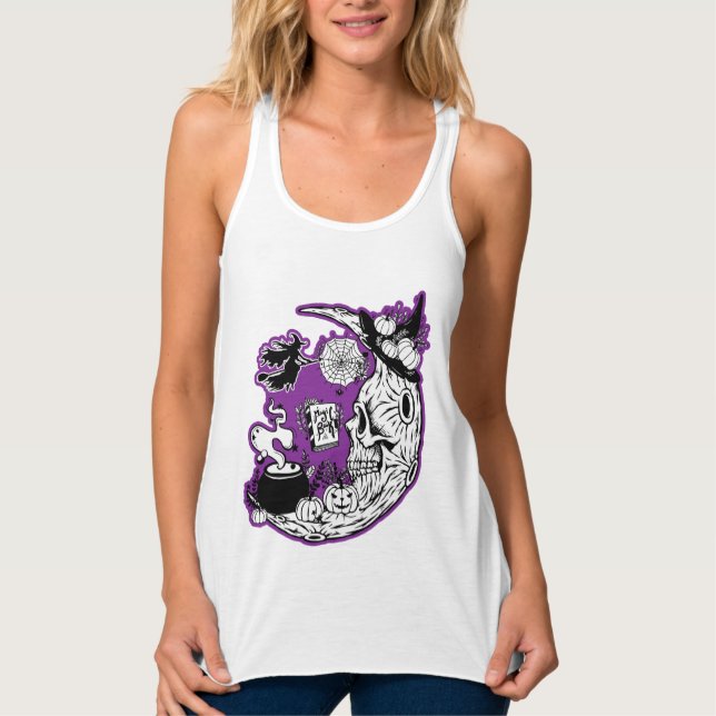 Camiseta Con Tirantes Halloween Crescent Moon Witch Skull (Anverso)