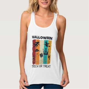 Camiseta Con Tirantes Halloween Truco o Trato Hombre Lobo Bruja Esquelet