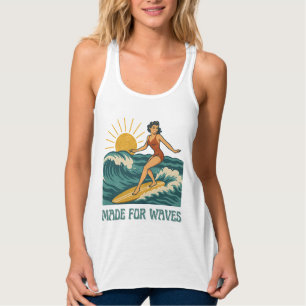 Camiseta Con Tirantes Hecha Para Olas Chica Surfista Retro de Californ