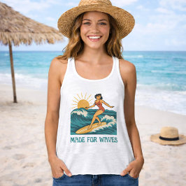 Camiseta Con Tirantes Hecha Para Olas | Chica Surfista Retro de Californ