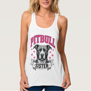 Camiseta Con Tirantes Hermana Pitbull Diseño Vectorial Vintage Amante Pe