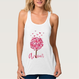 Camiseta Con Tirantes Hermoso árbol mariposa amour árbol de amor de la v